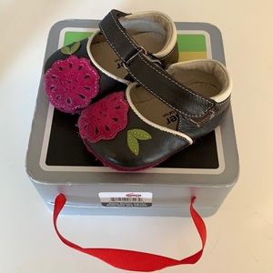 Baby Shoes Smaller by See Kai Run Alexa, Brown Mary Jane with Flower 0-6 Months